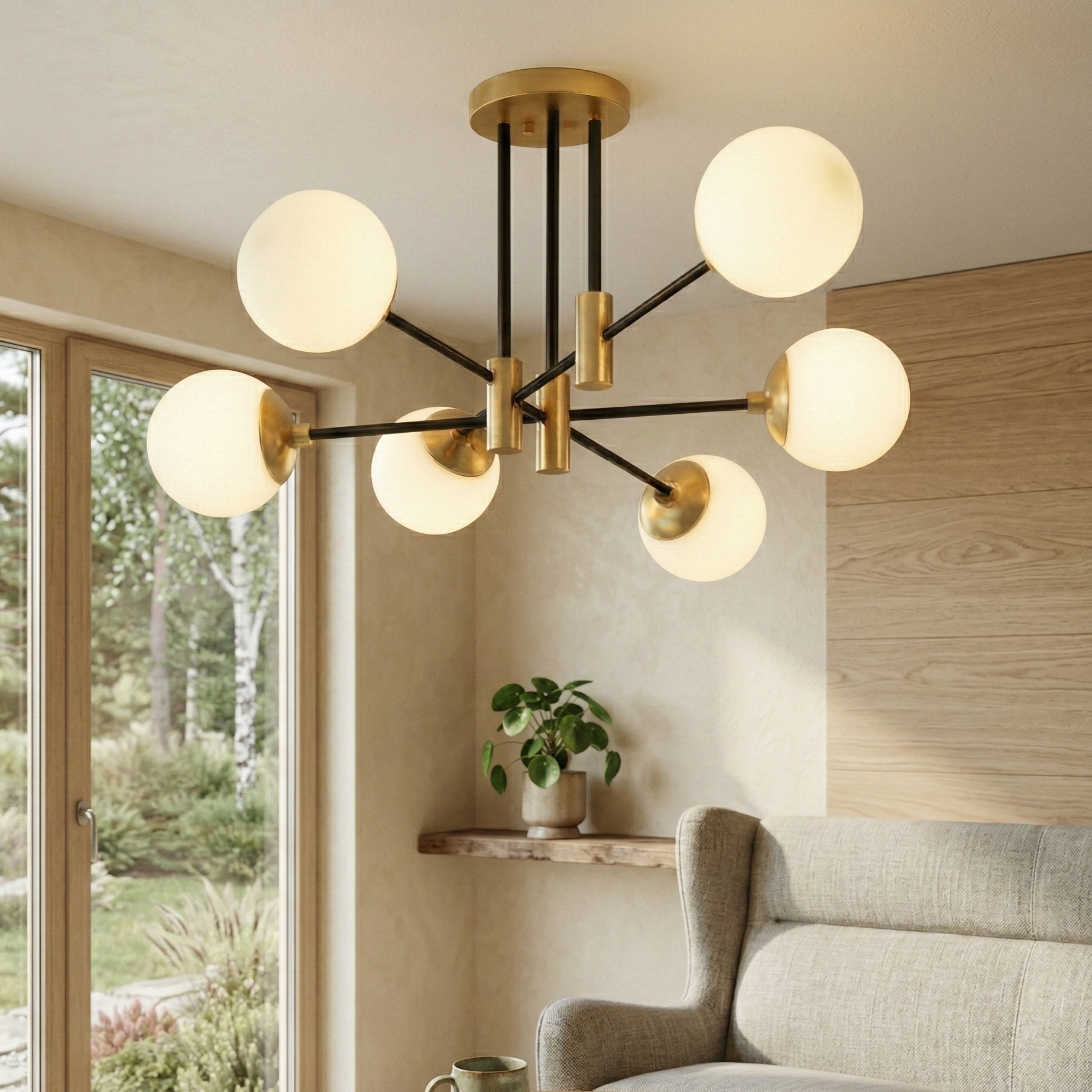 Lustra Aplicata Abajur MAT Black+Gold SOLVIK 6xE27