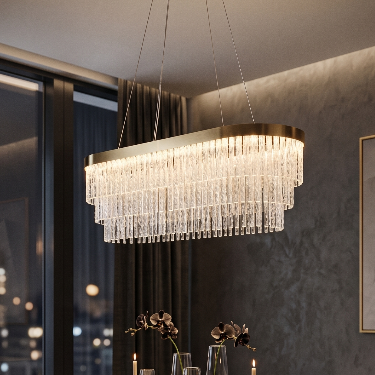 Lustra LED Suspendata ELARIS Gold 80x30CM Echivalent 800W