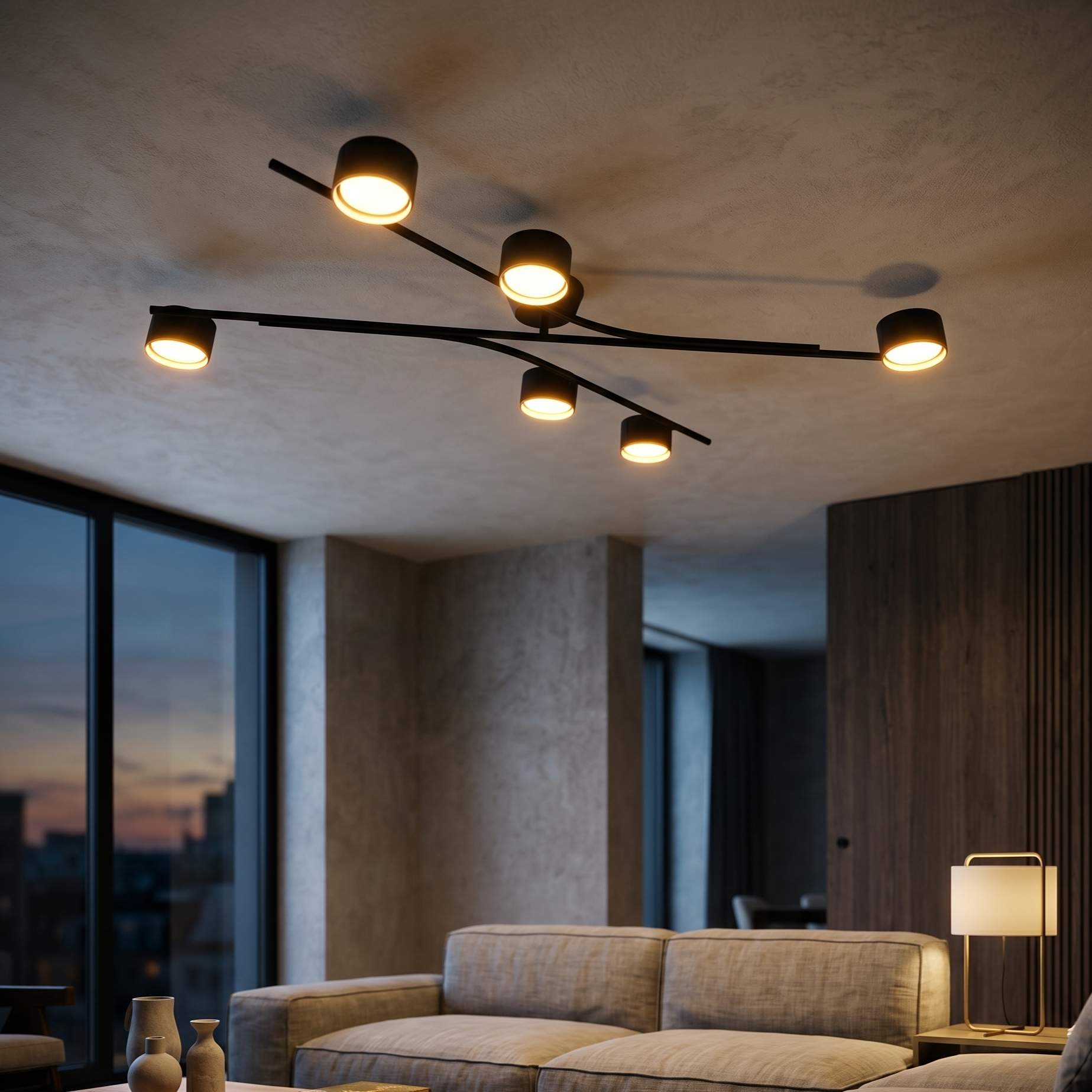 Lustra Aplicata Premium GRAND CODA Neagra 6xGX53