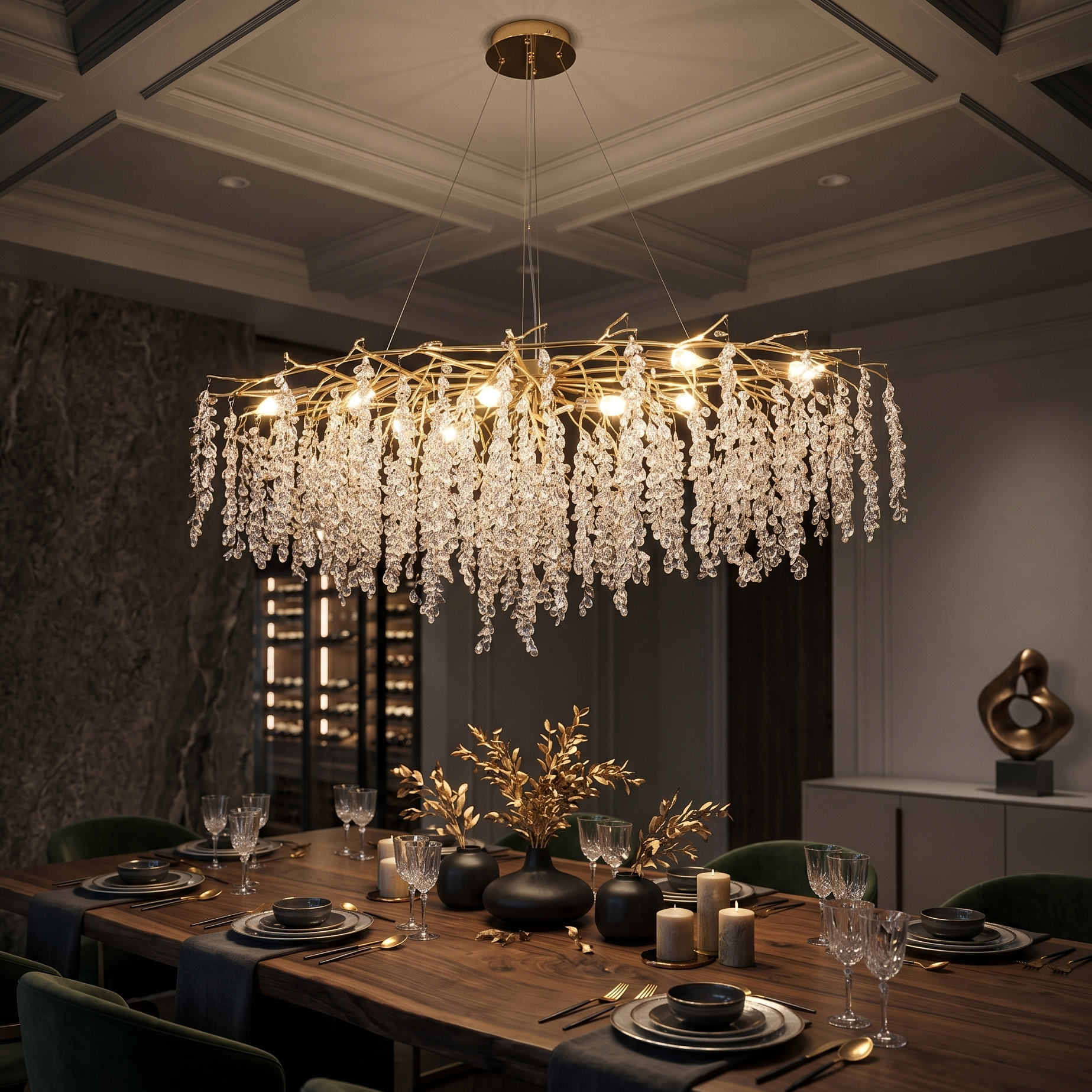 Candelabru Cristal LUXURY Golden Grapes 120x60CM