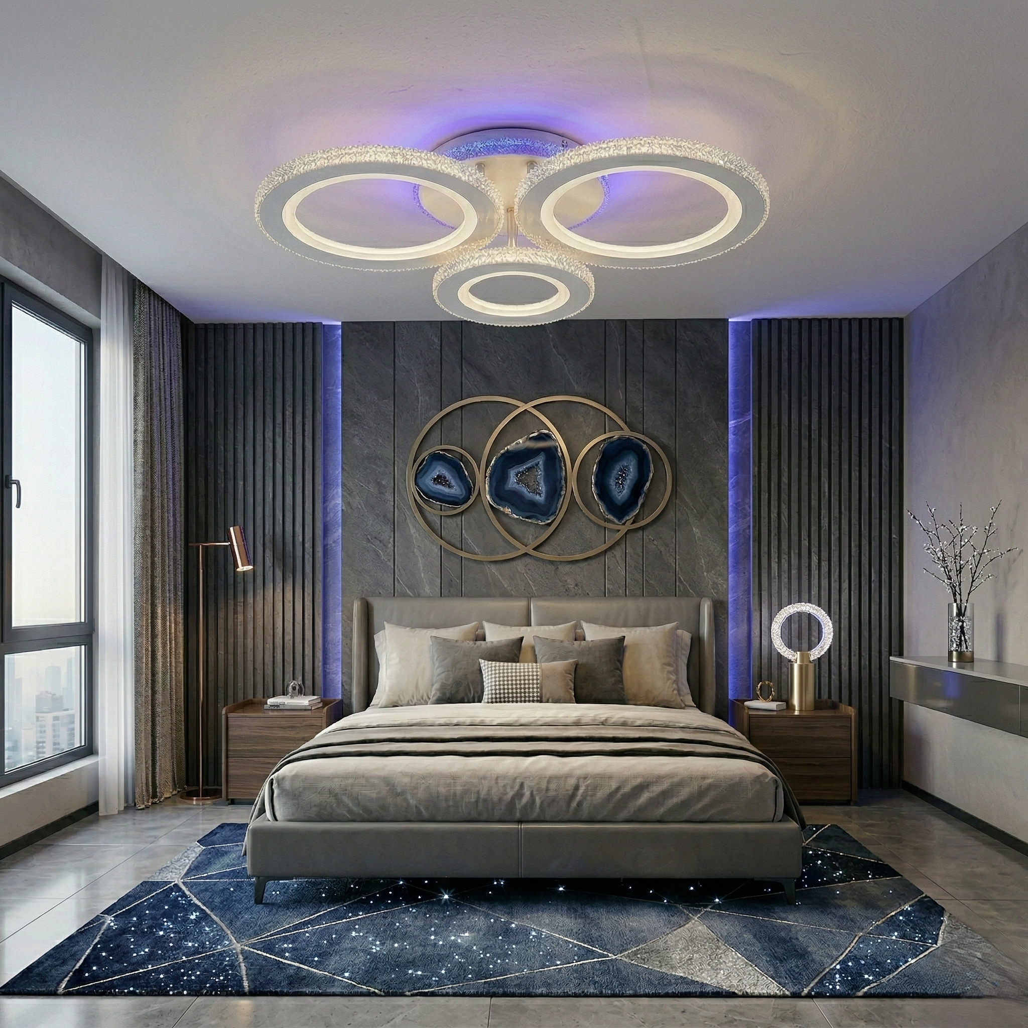 Lustra LED 1+1+1 RGB Velora Echivalent 600W Telecomanda