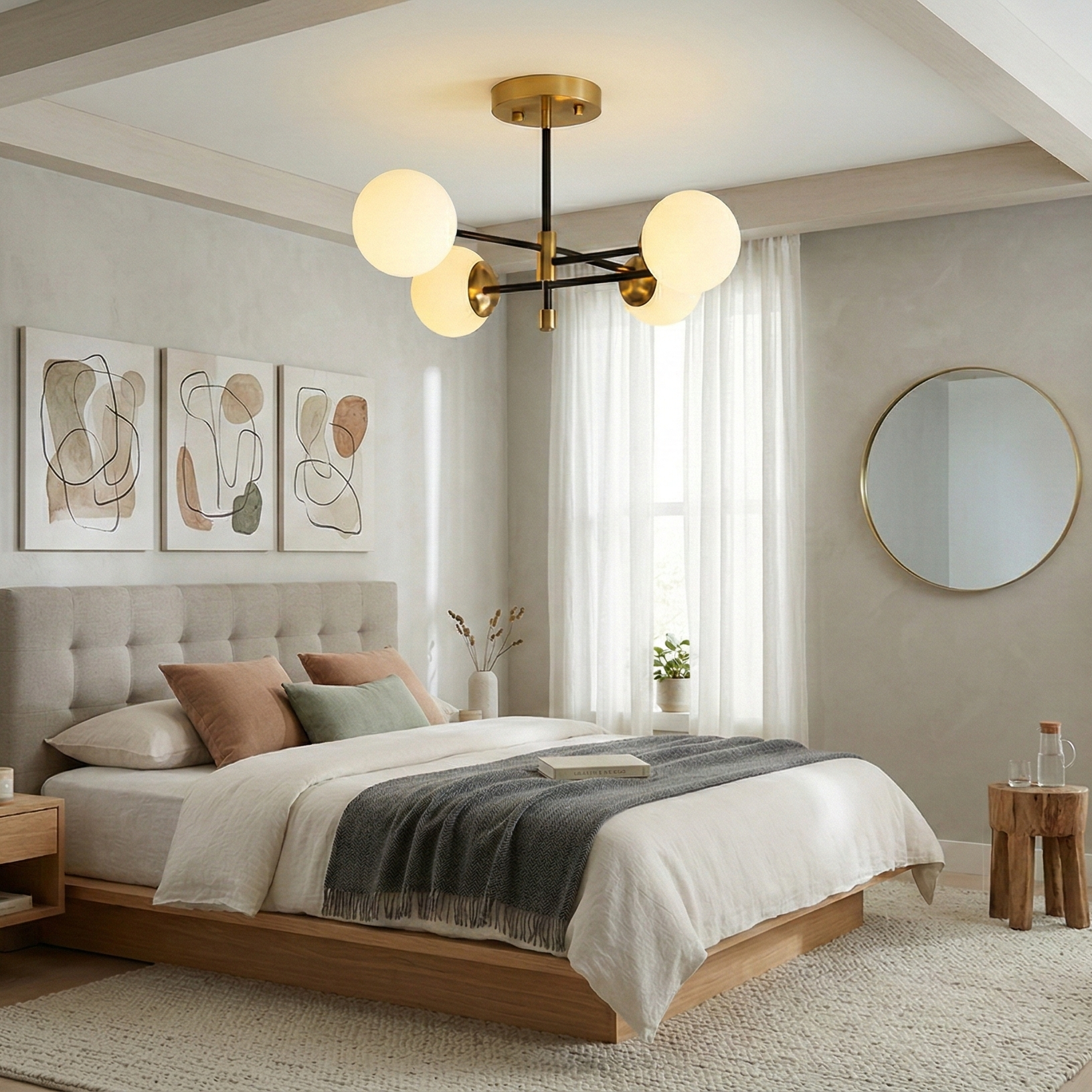 Lustra Aplicata Abajur MAT Black+Gold SOLVIK 4xE27