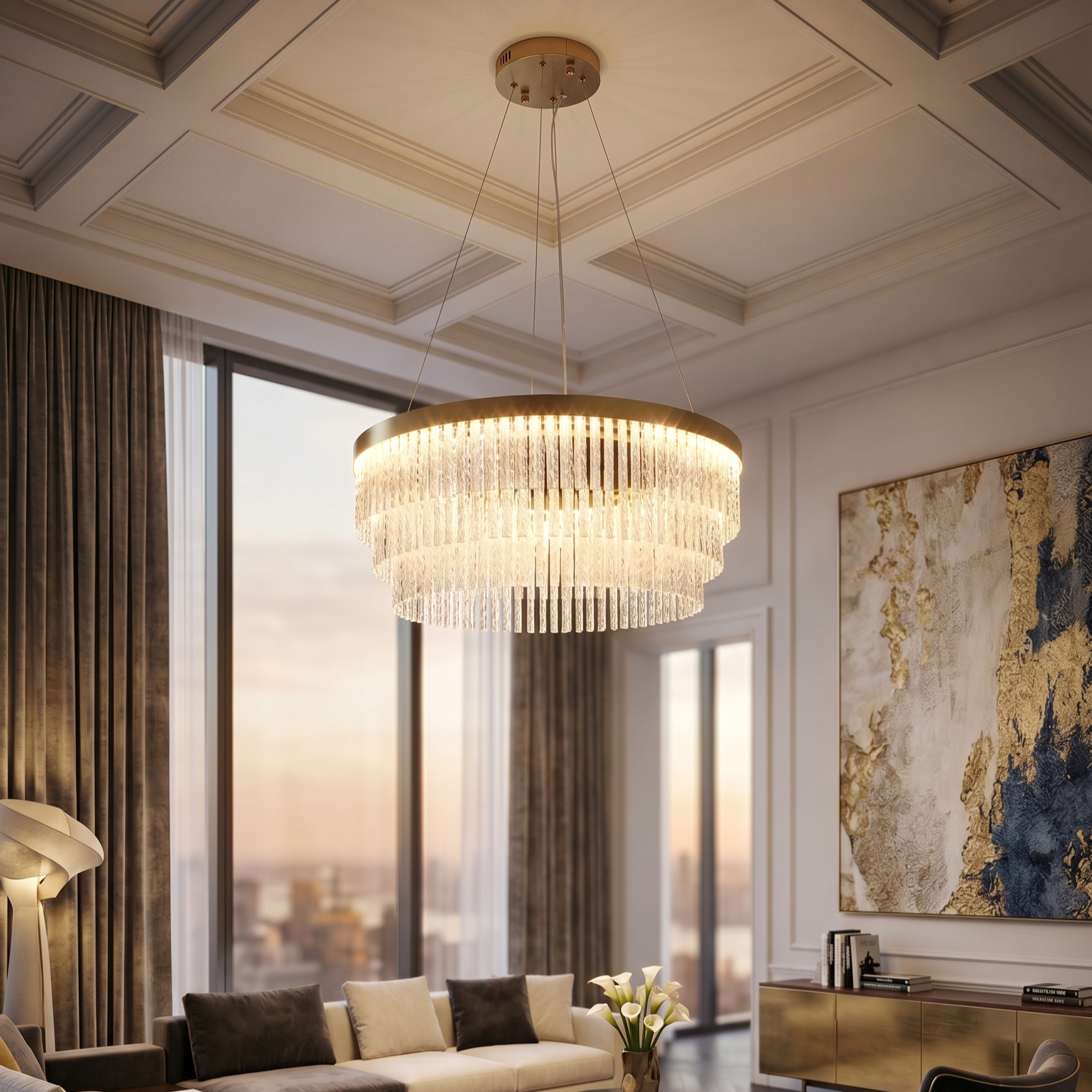 Lustra LED Suspendata ELARIS Gold 50CM Echivalent 600W