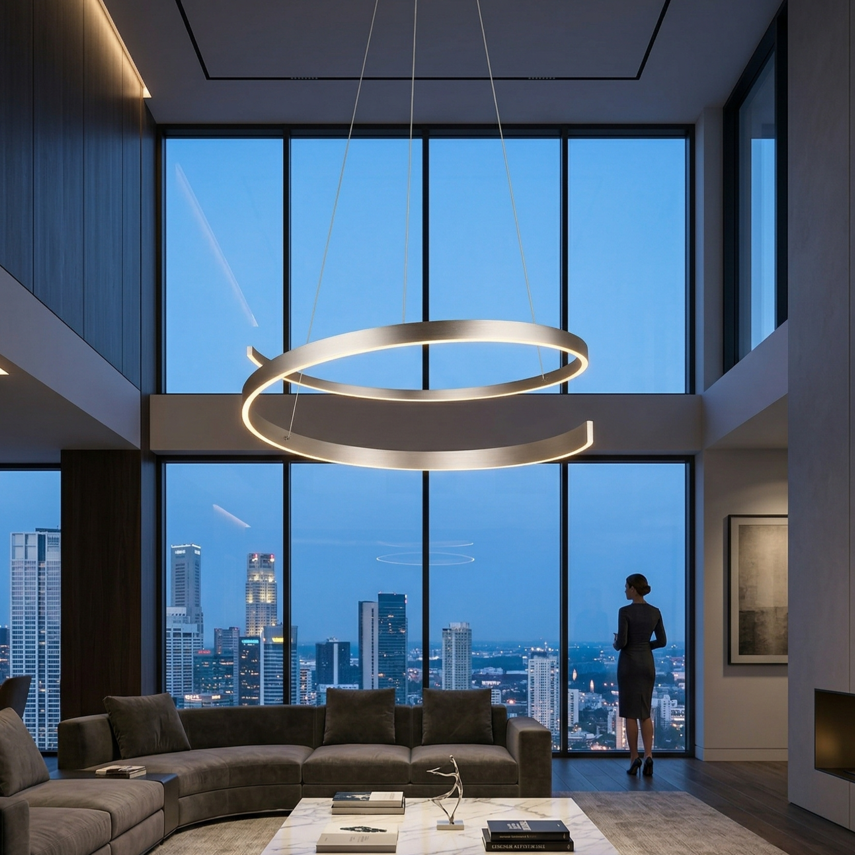 Lustra LED Suspendata Cinardi Silver CINQUE Premium Echivalent 600W