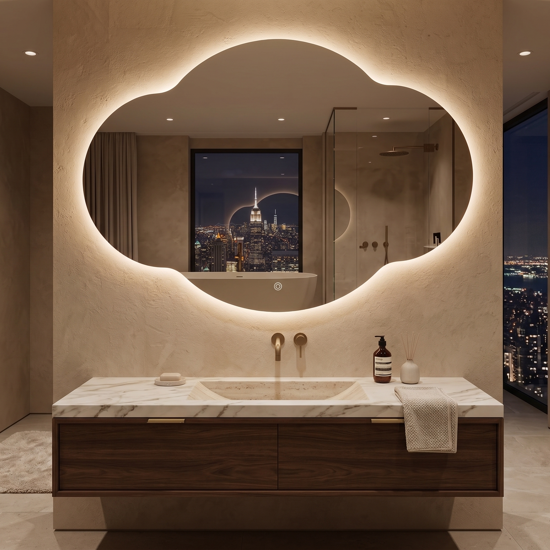 Oglinda LED Frameless GRAND SELENE 110x90CM 3 Lumini si Touch