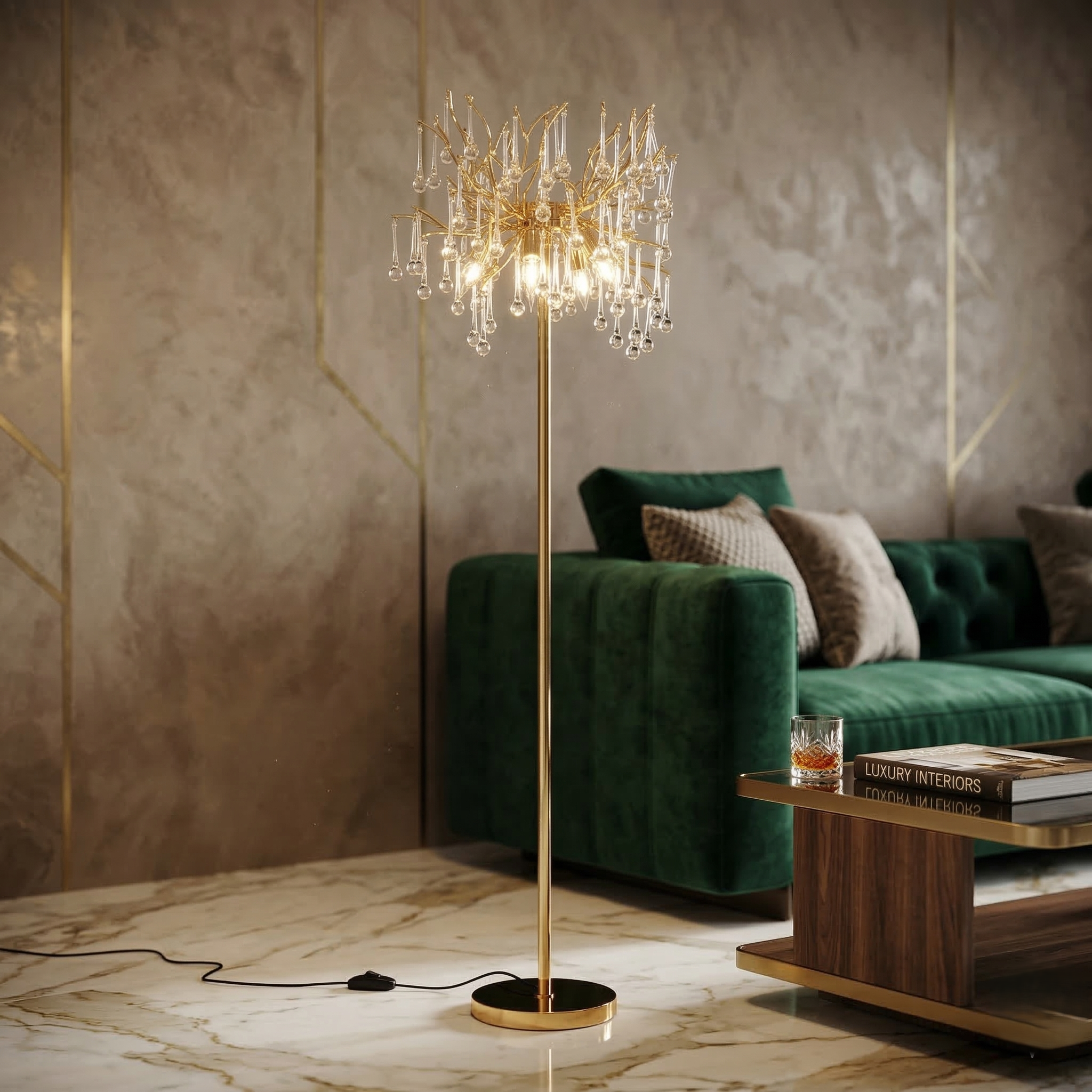 Lampadar Cristal LUXURY Golden Tears 170CM