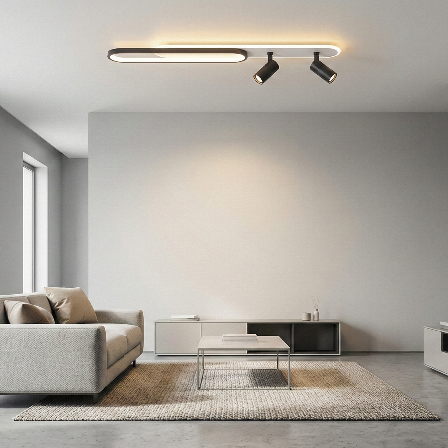 Aplica LED Cu Spoturi 100cm Alb+Negru Echivalent 300W