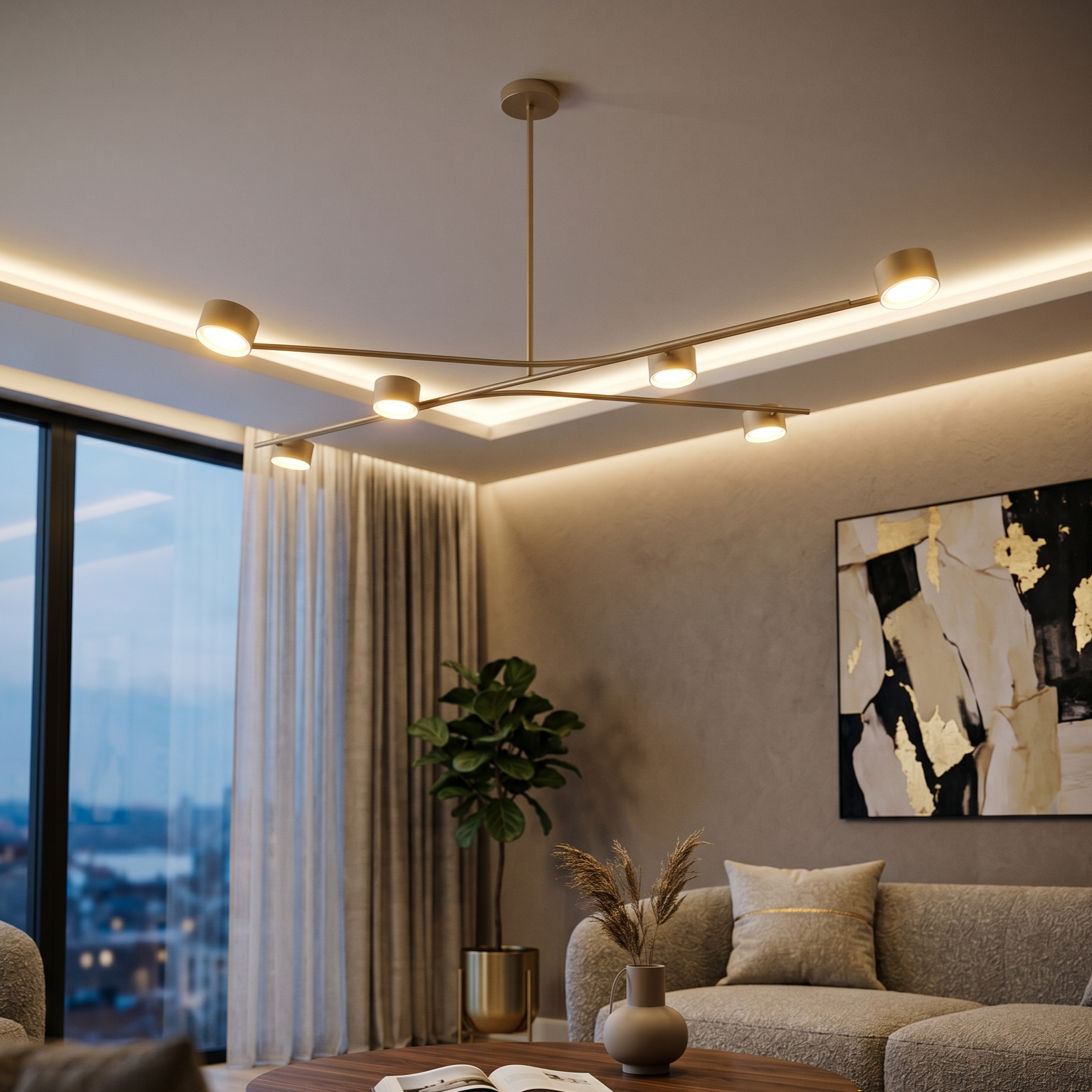 Lustra Suspendata Premium GRAND CODA Bej 6xGX53