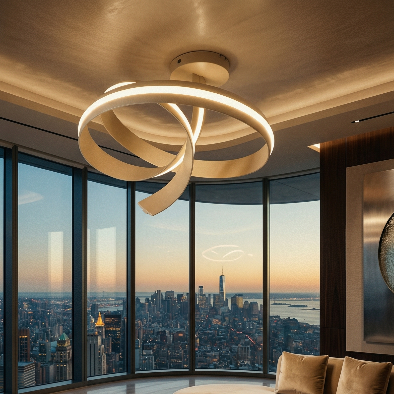 Lustra LED Aplicata Cisenna Beige CINQUE Premium Echivalent 500W