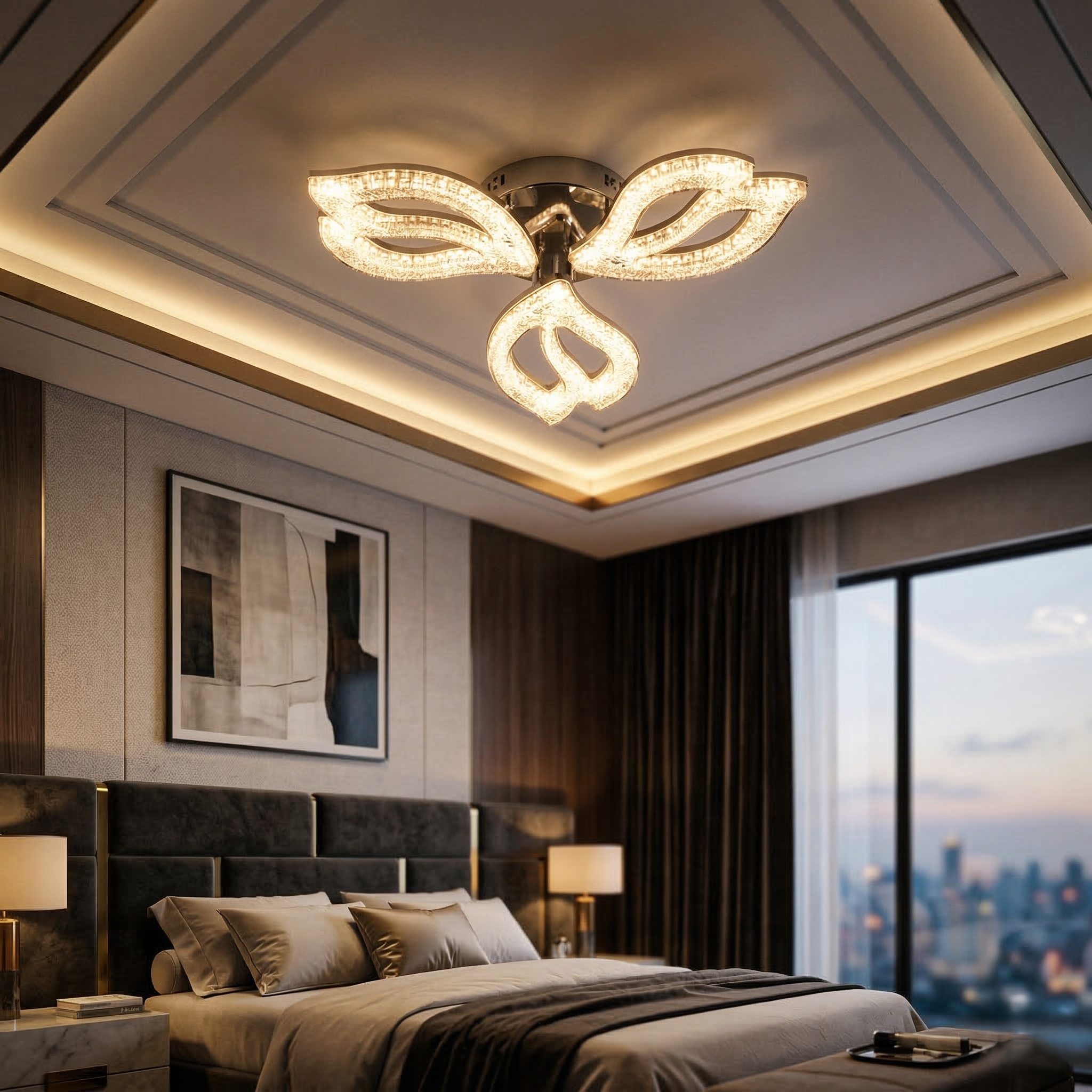 Lustra LED Mini ANEMONE Sparkle Chrome Echivalent 400W Telecomanda