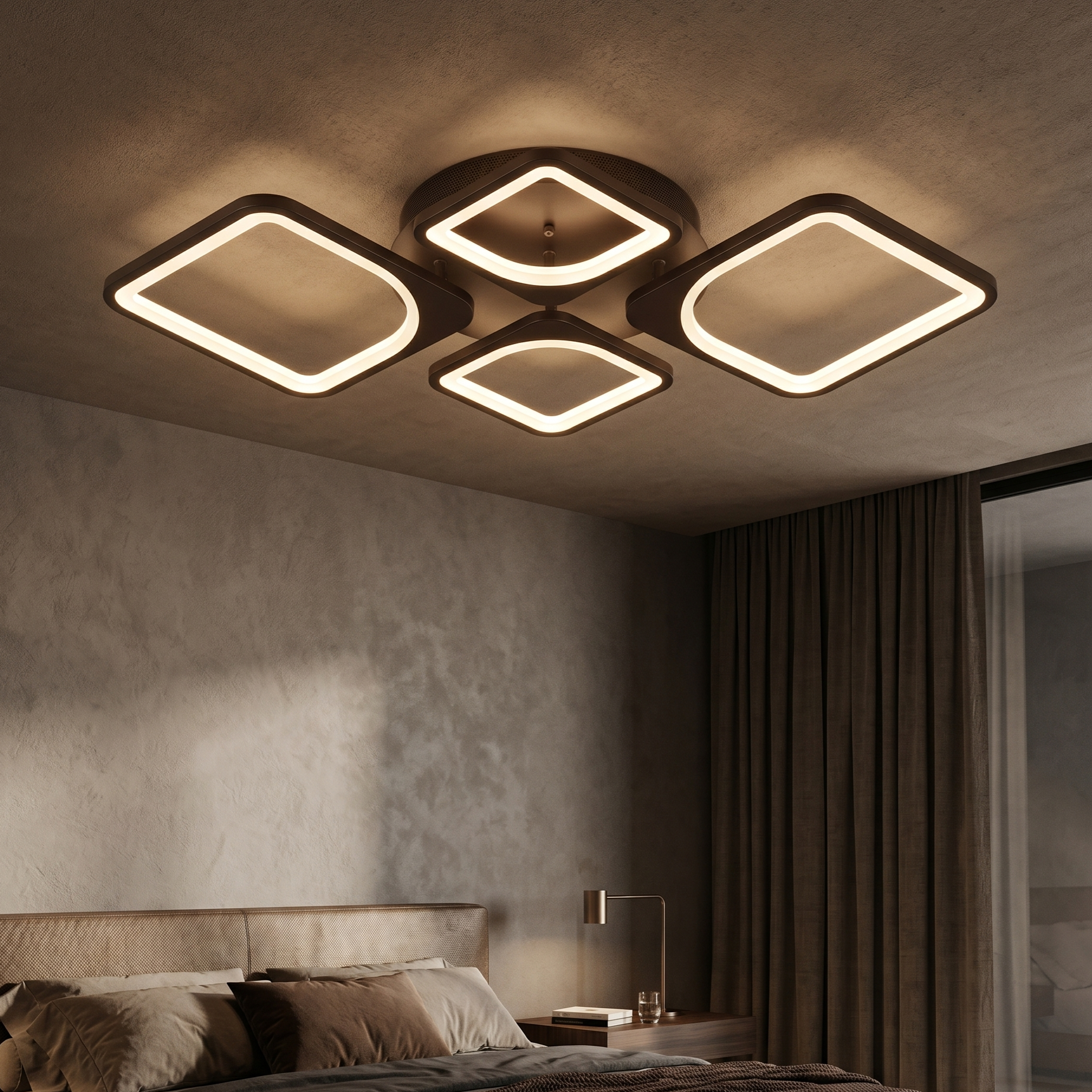 Lustra LED 2+2 DIAMOND Brown Echivalent 500W Telecomanda