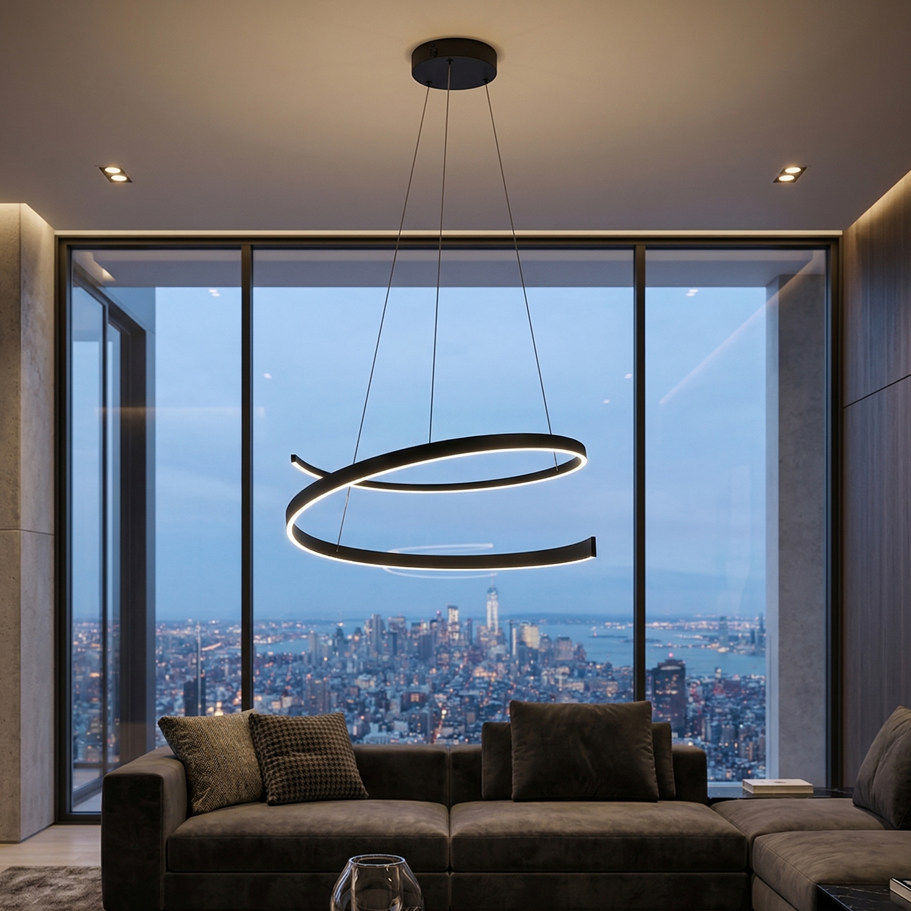Lustra LED Suspendata Cinardi Black CINQUE Premium Echivalent 600W