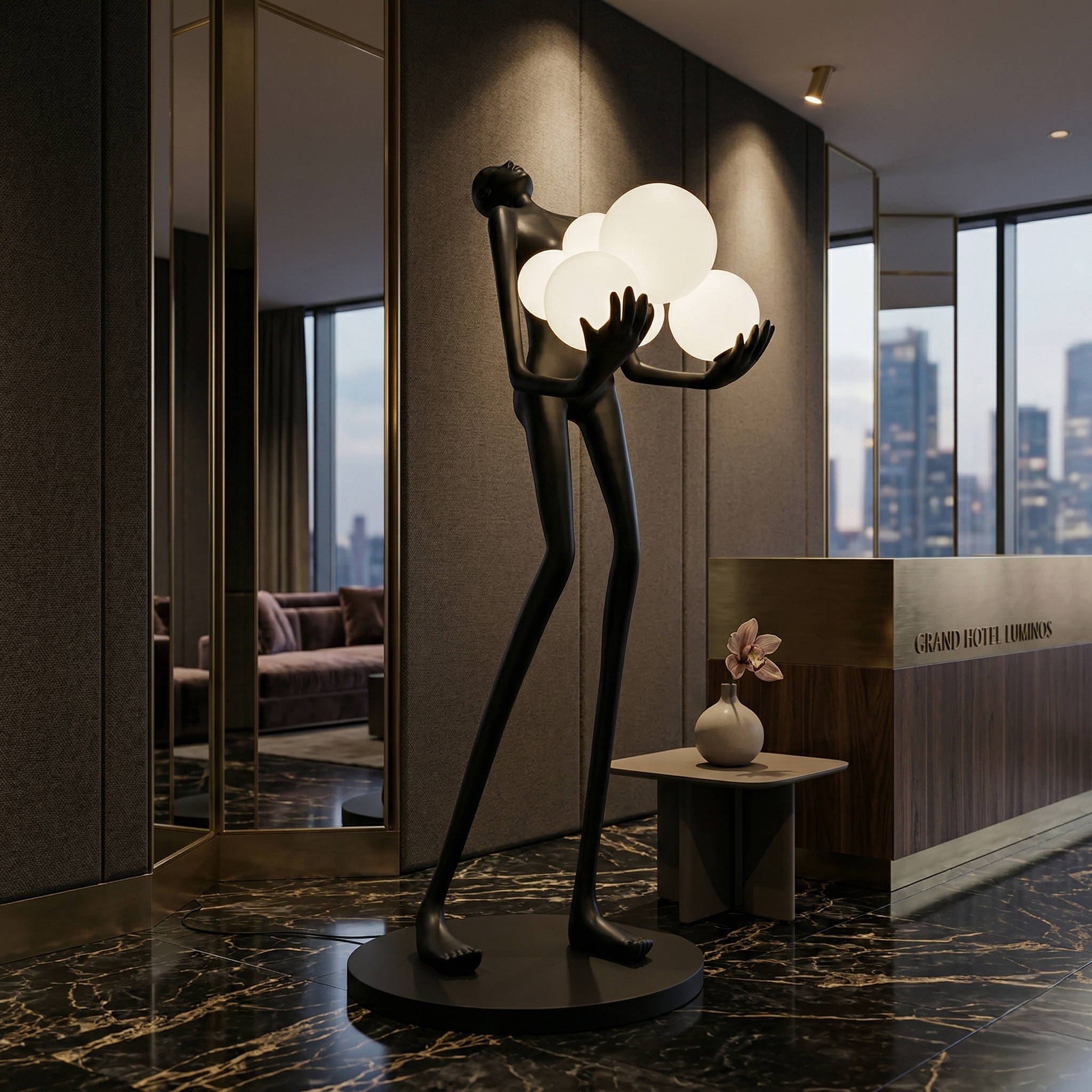 Lampadar Luxury OMNIO Black 180cm
