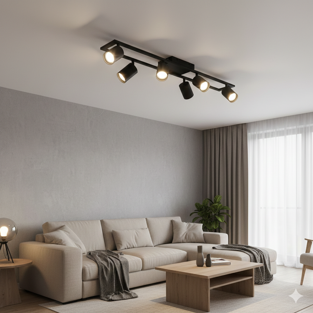 Lustra Aplicata Neagra 6xGU10 Premium