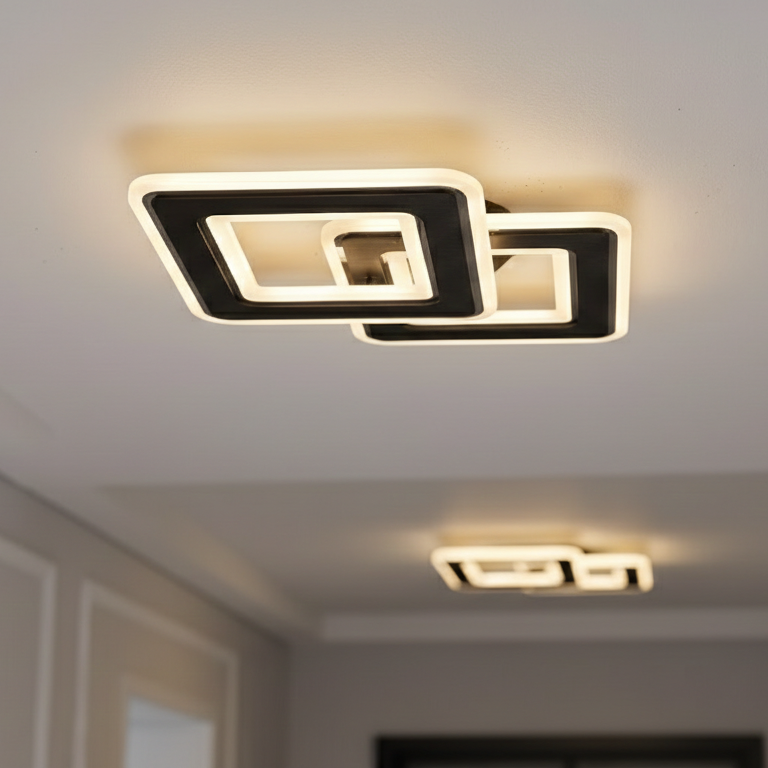 Aplica LED Square GRIDLINE Neagra Echivalent 300W Telecomanda