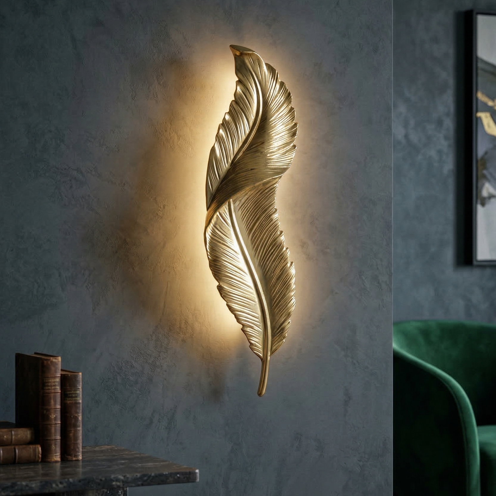 Aplica LED GOLD Luxury Mini Feather 18W 45CM