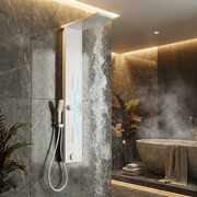 Panou de Dus Premium White AquaSpectra - LED, Masaj, 144CM