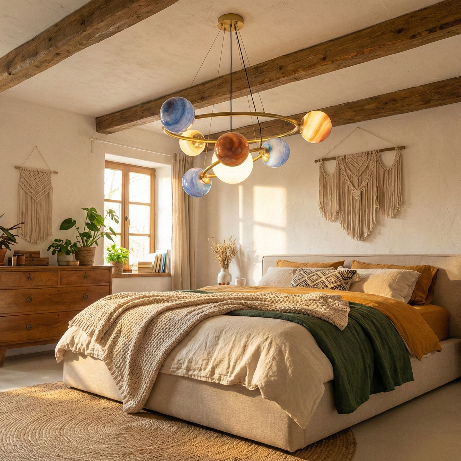 Lustra Suspendata Abajur Mat Gold Murano Style 7xE27