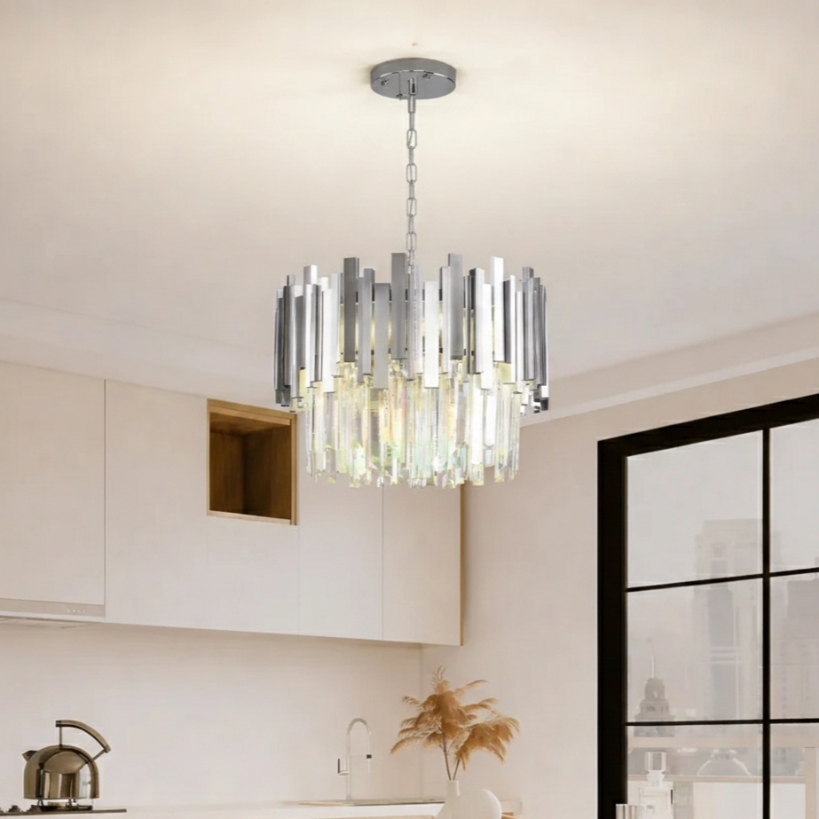 Candelabru Cristal GLORY SILVER 40cm cu Lant