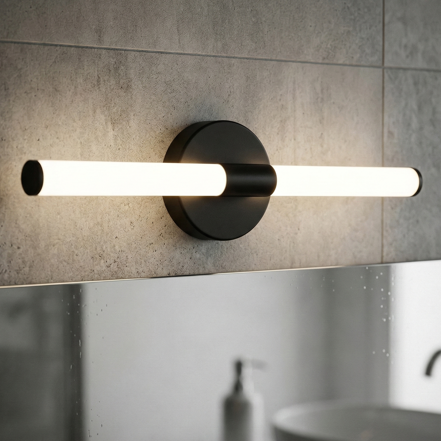 Aplica LED Baie 7W ELVORA Neagra 45cm 3 Lumini din Buton