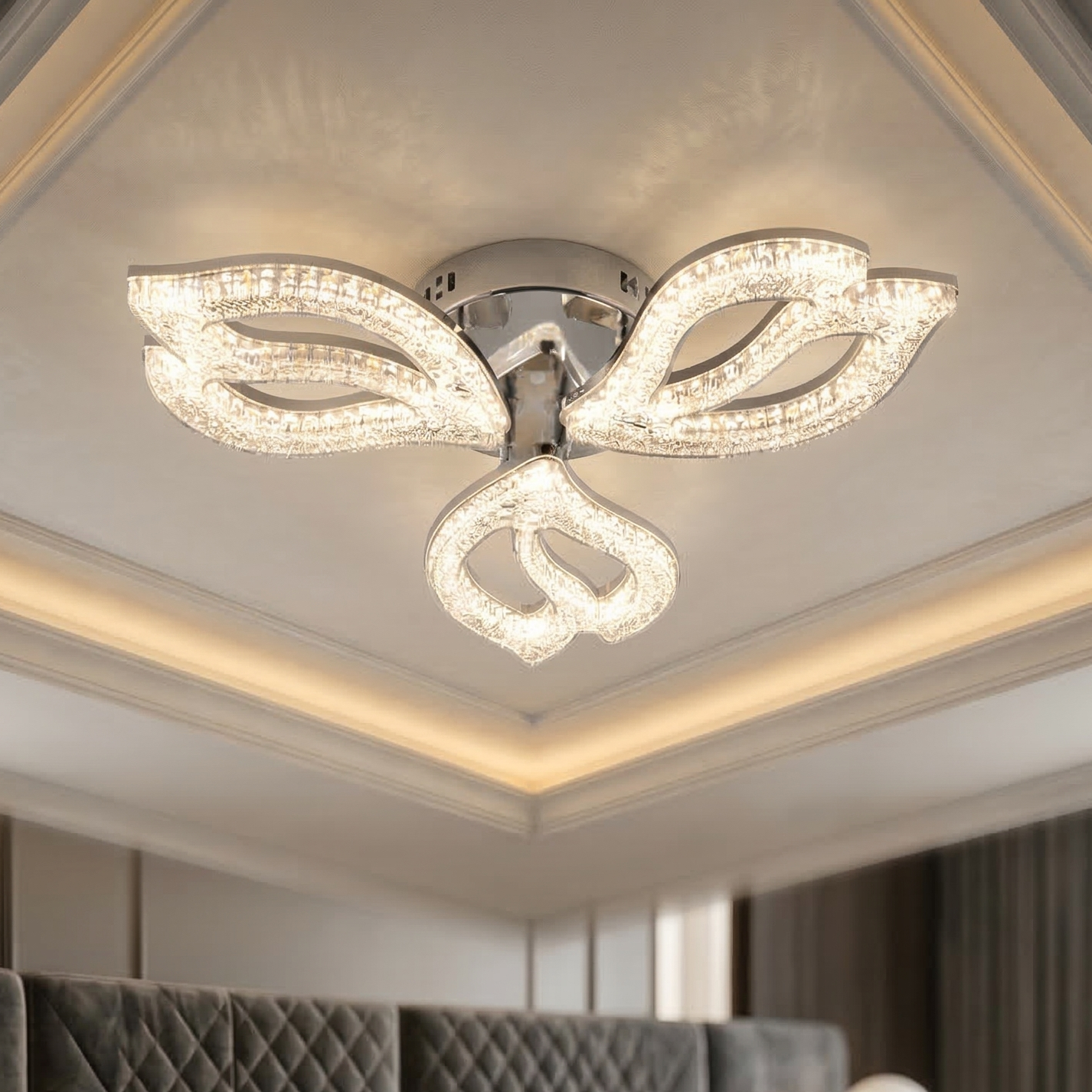 Lustra LED Mini ANEMONE Sparkle Chrome Echivalent 400W Telecomanda
