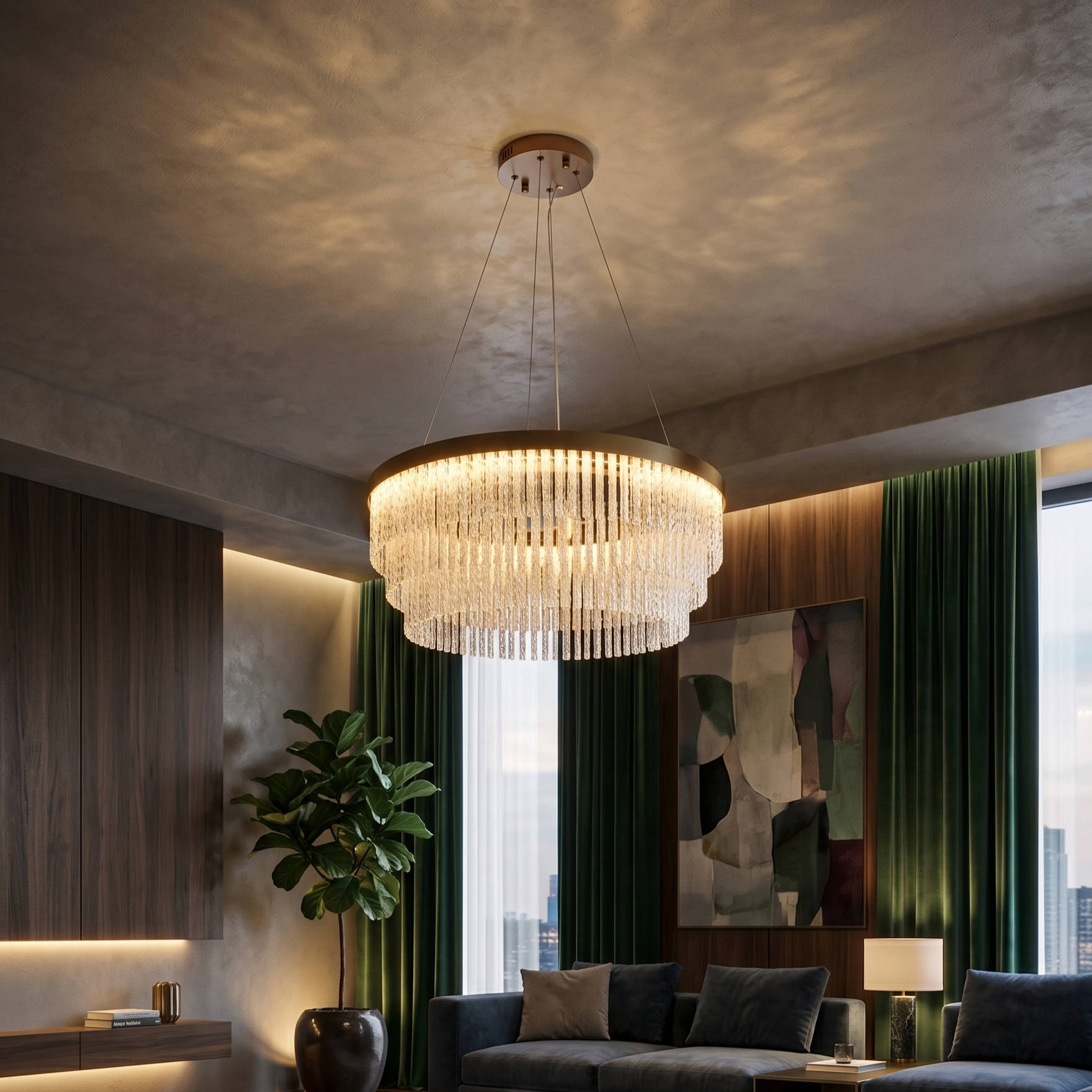 Lustra LED Suspendata ELARIS Gold 50CM Echivalent 600W