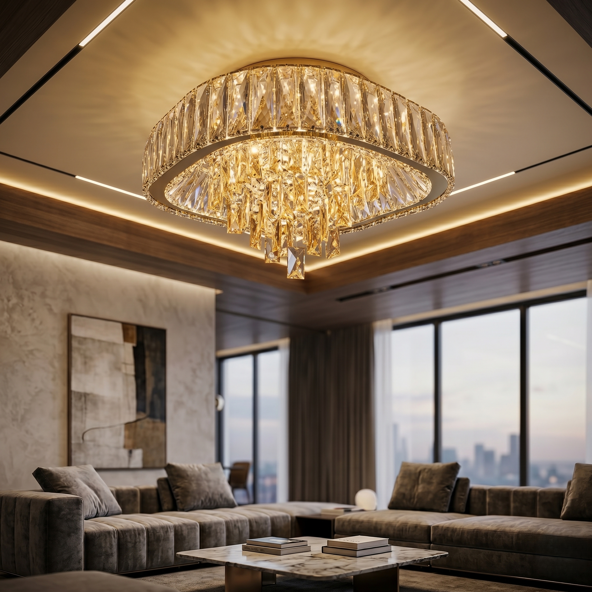 Lustra LED Cristal Aplicata Royalty Square Telecomanda Echivalent 800W