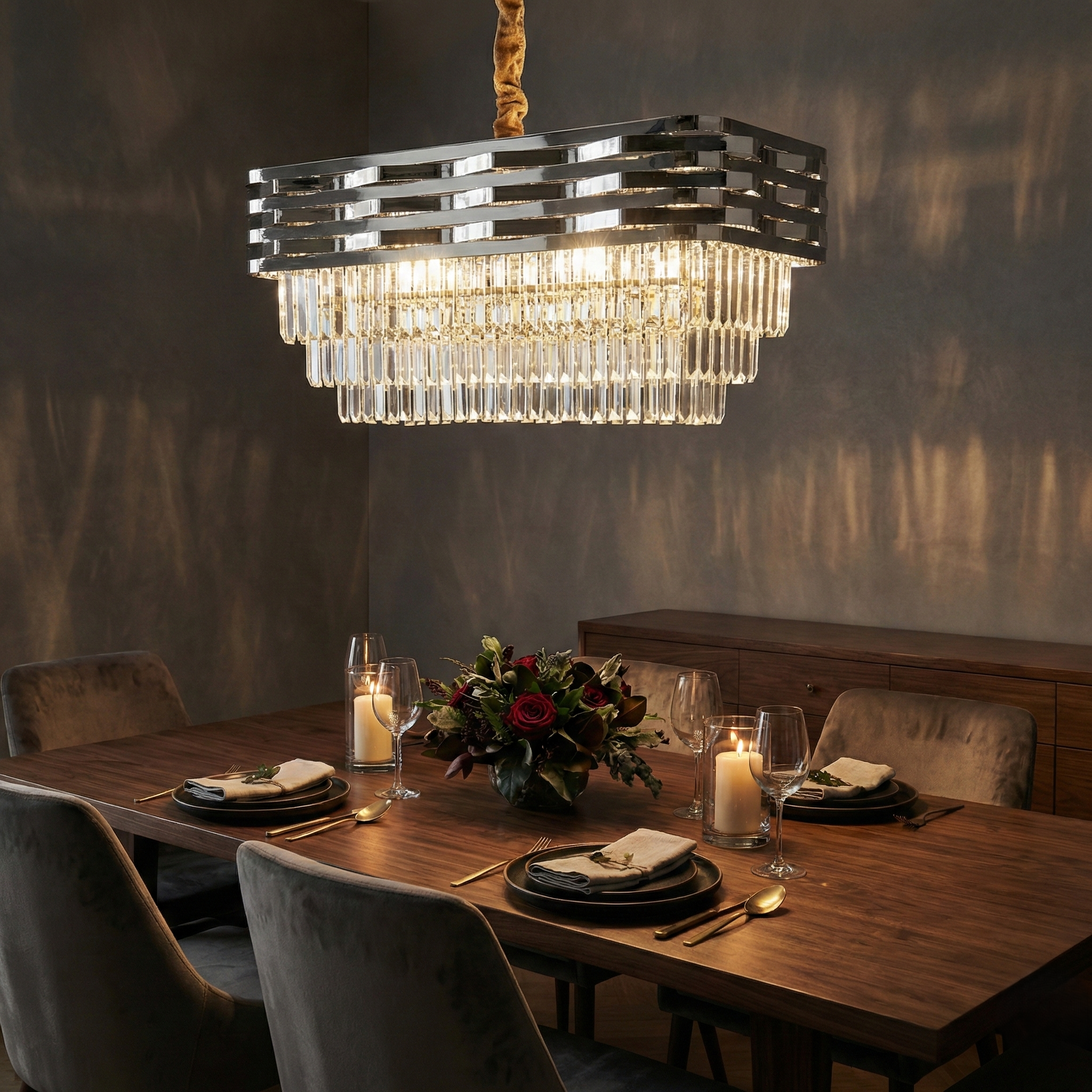 Candelabru Cristal Silver MALVINA 80x30CM