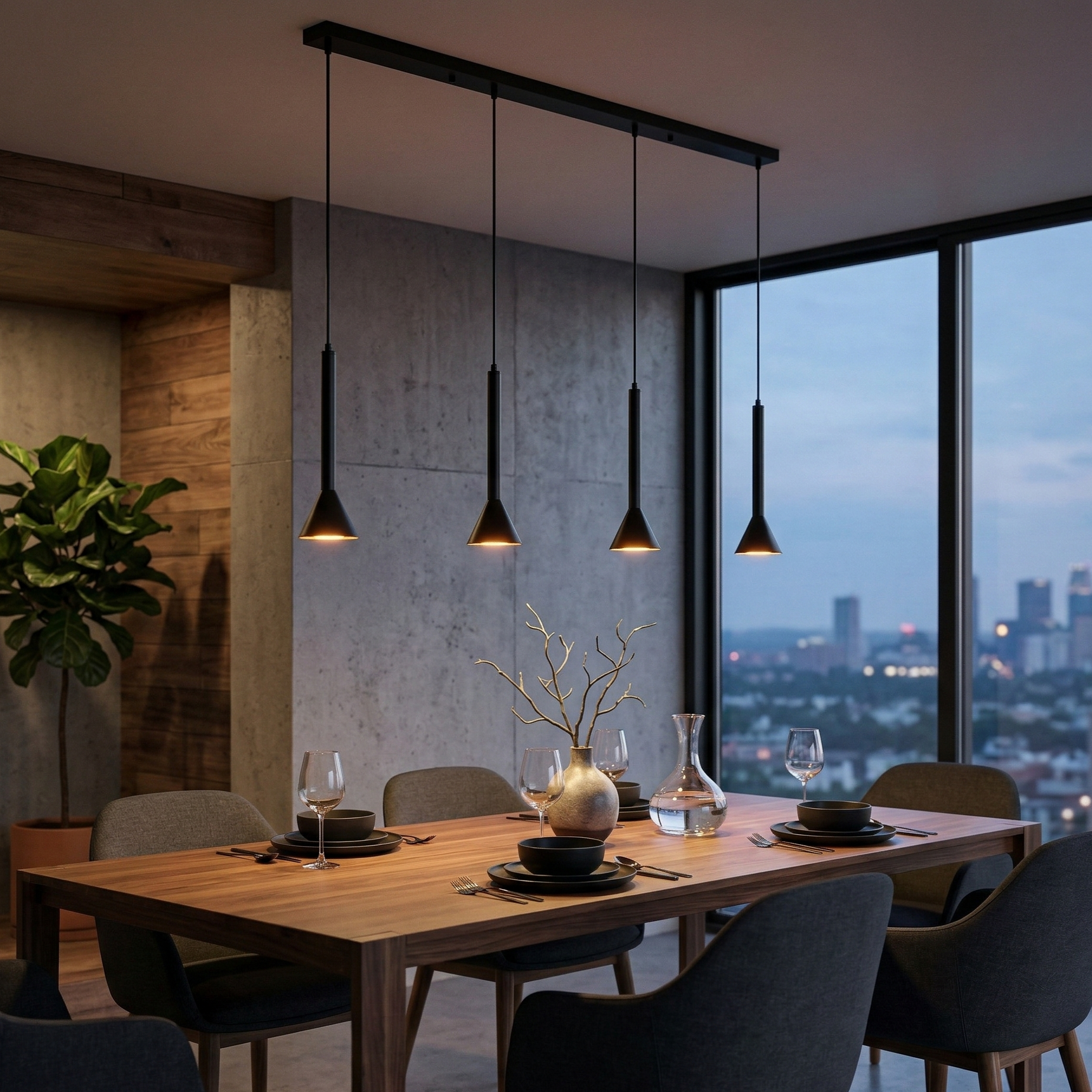 Lustra Suspendata Liniara Modern Black SKARN 4xGU10
