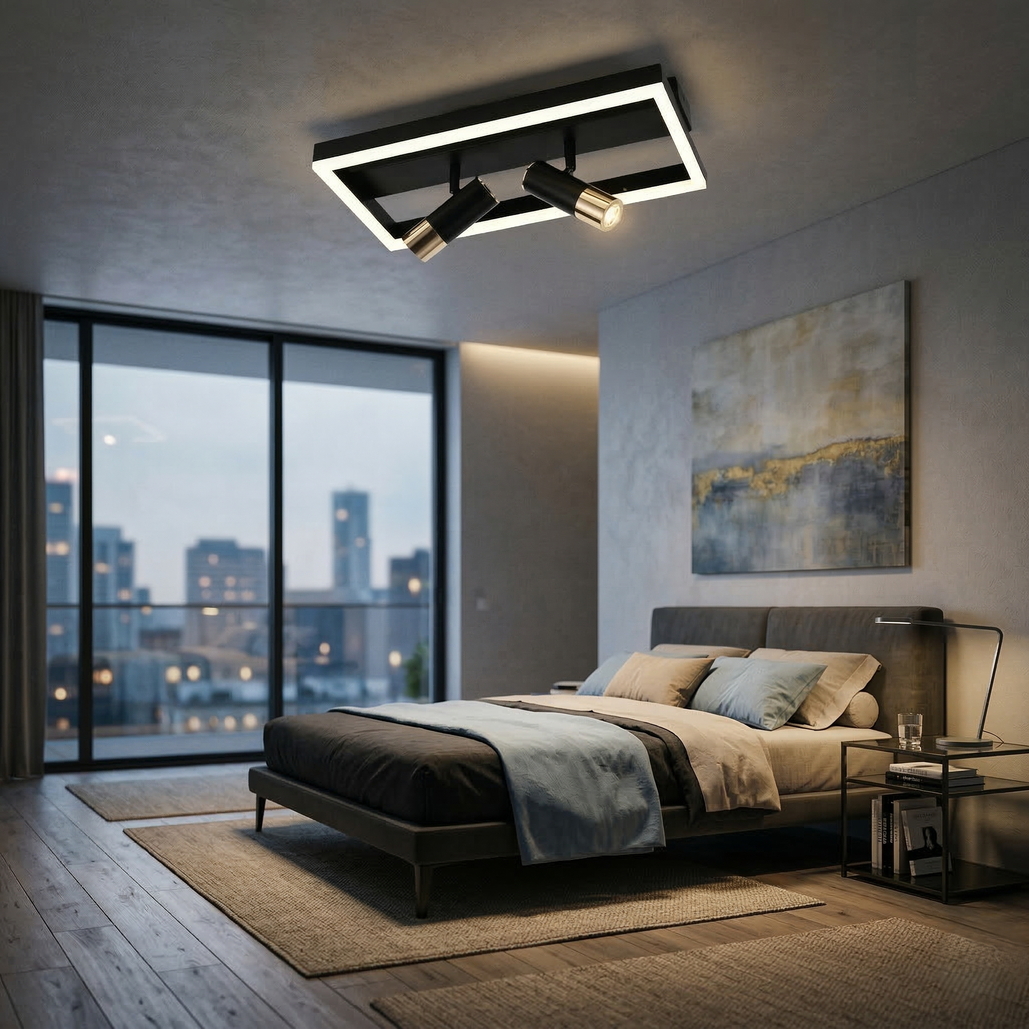 Lustra LED cu Spoturi 62W Black Square ORVELLA Echivalent 400W