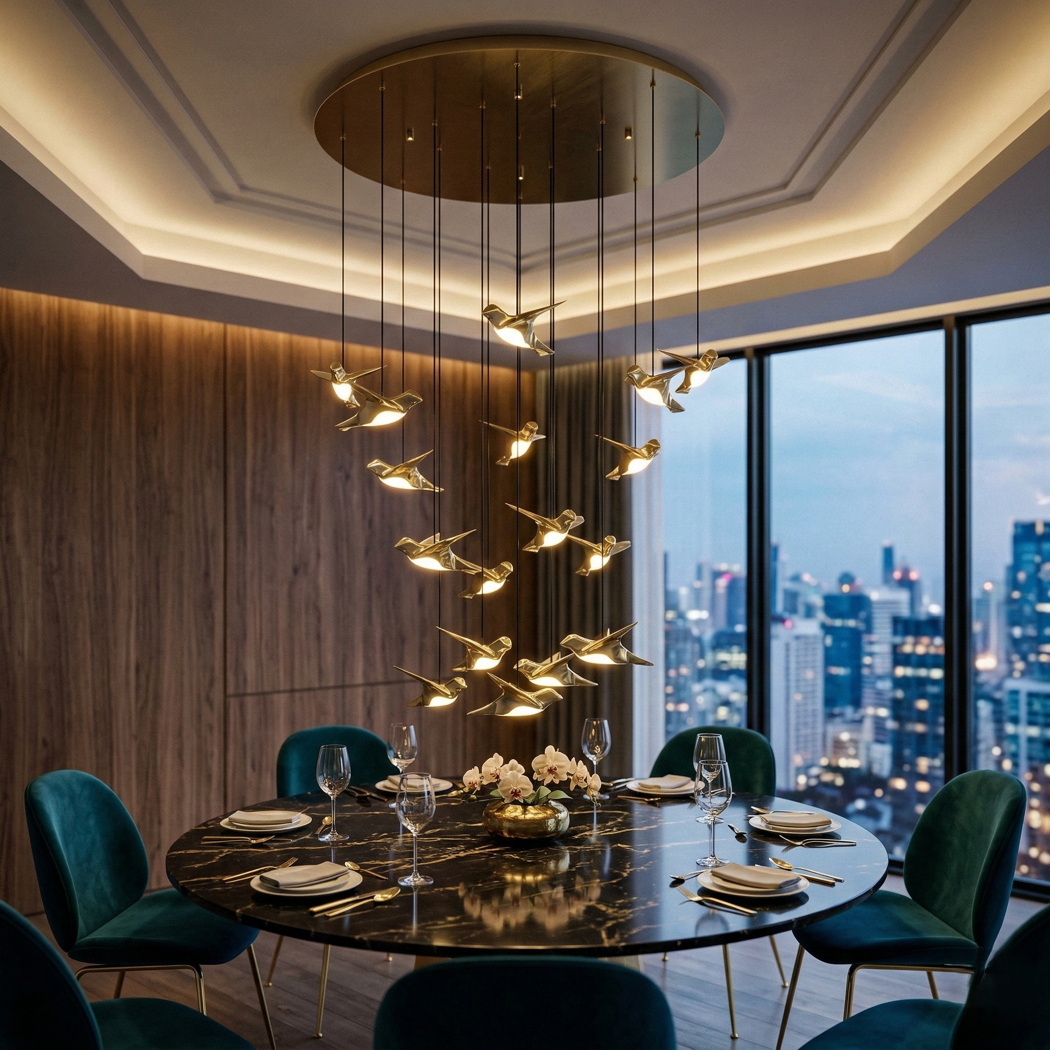 Lustra LED Suspendata Luxury PARATEBUENO GOLD Echivalent 600W