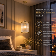 Pendul Cristal Gold SERGIO Premium 1 x E14