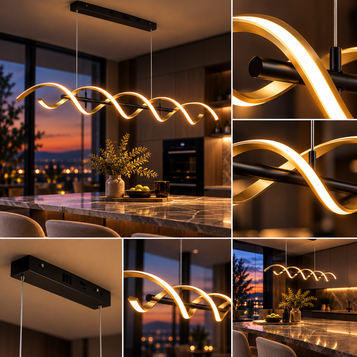Lustra LED Suspendata SEQUENCE PREMIUM Gold Echivalent 500W