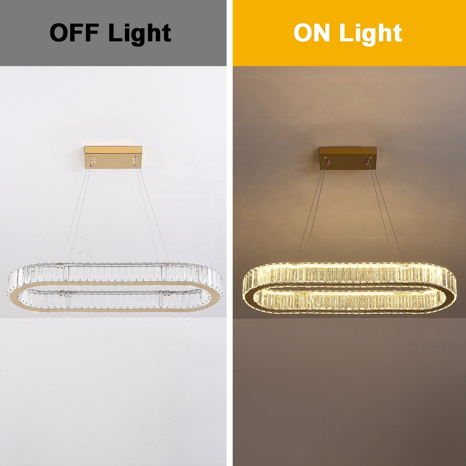 Lustra LED Cristal GOLD 1 Segment Oval 100cm Echivalent 300W Telecomanda