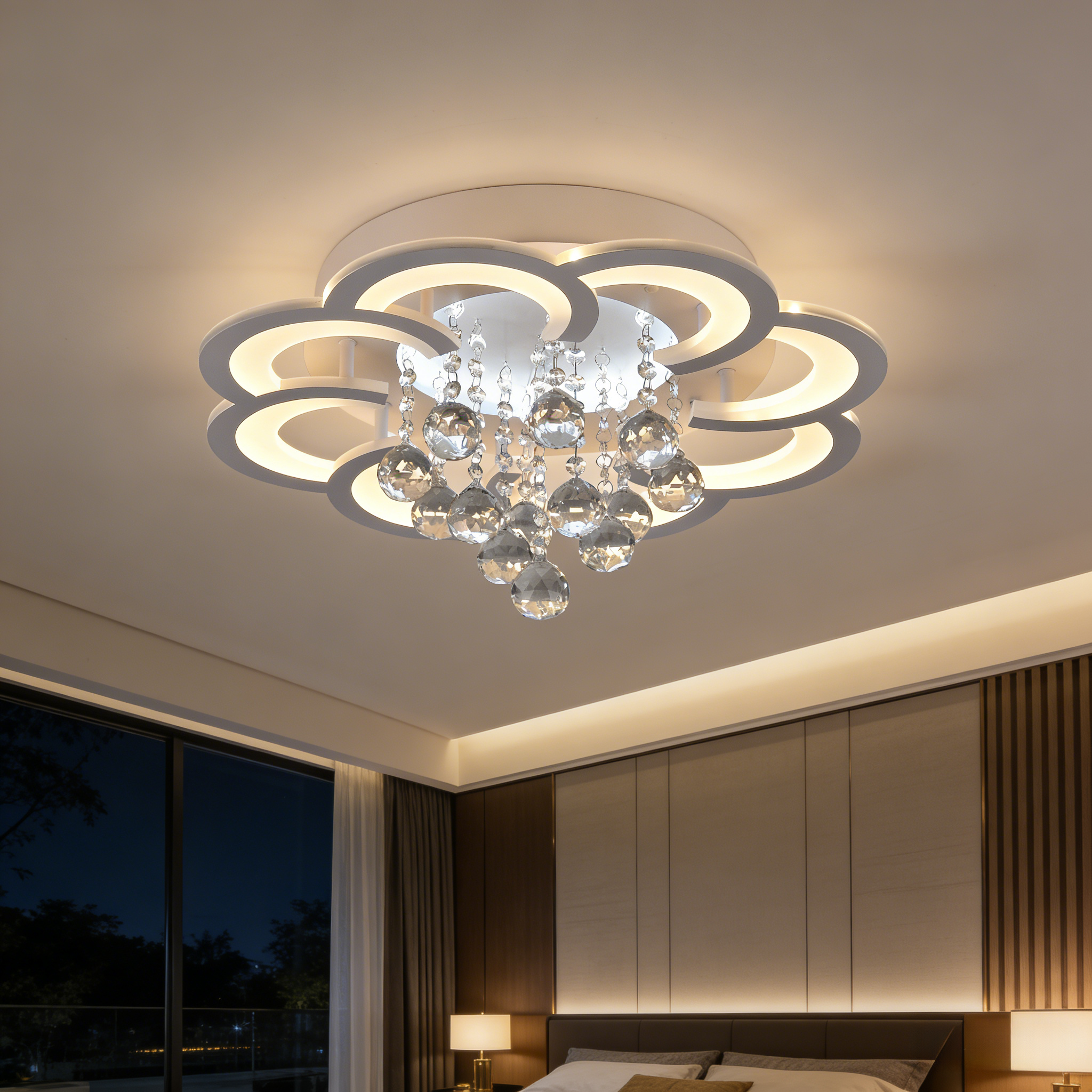 Lustra LED Cristal SUNSHINE Echivalent 600W Telecomanda