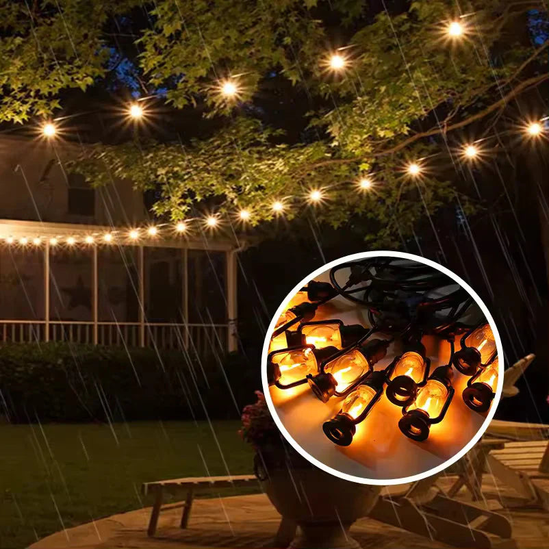 Ghirlanda Luminoasa Tip Felinar 5m / 10 Becuri, Flacara miscatoare , Interconectabil