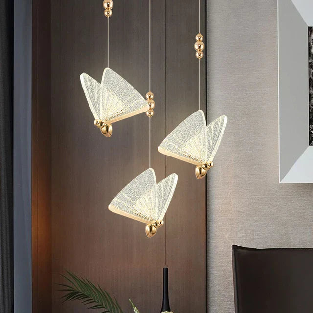 Lustra LED Luxury 3 Golden Butterflies