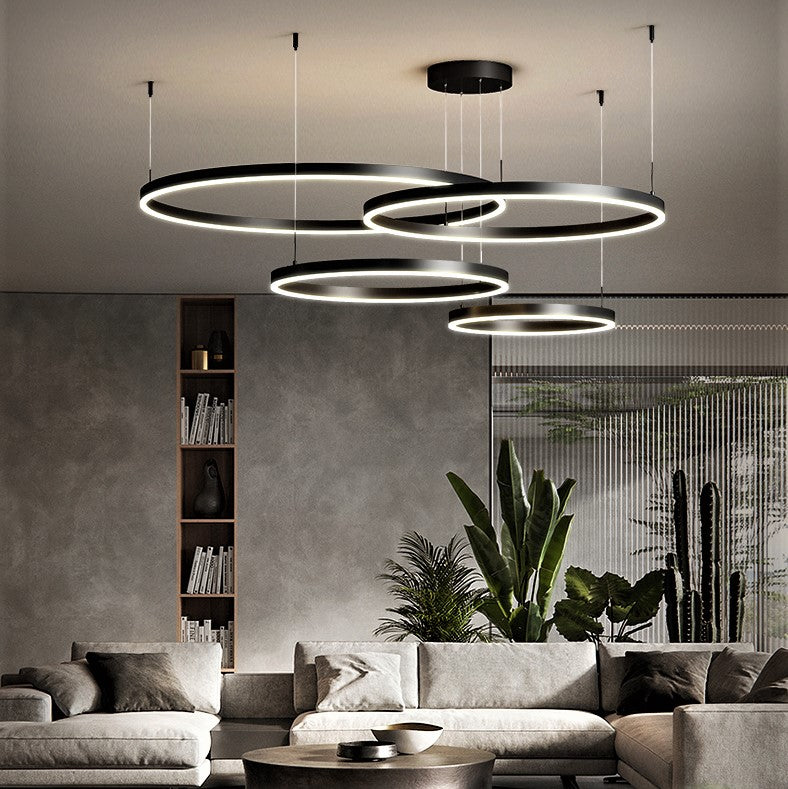 Lustra Led 226W Wonderland Black 4 Segmente Mobile Telecomanda Chandeliers
