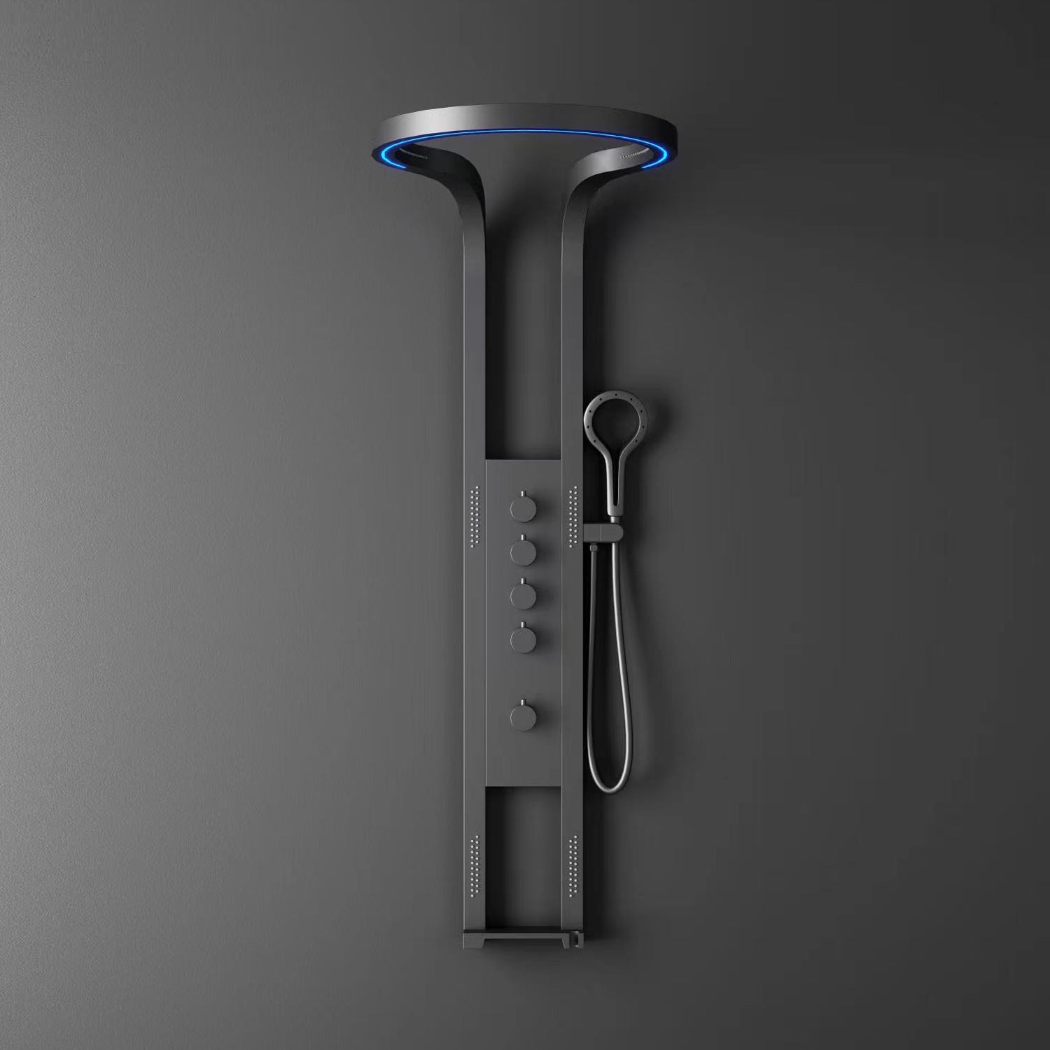 Panou de Dus Premium AquaNova Pro Black - Design Slim, Masaj, 144CM