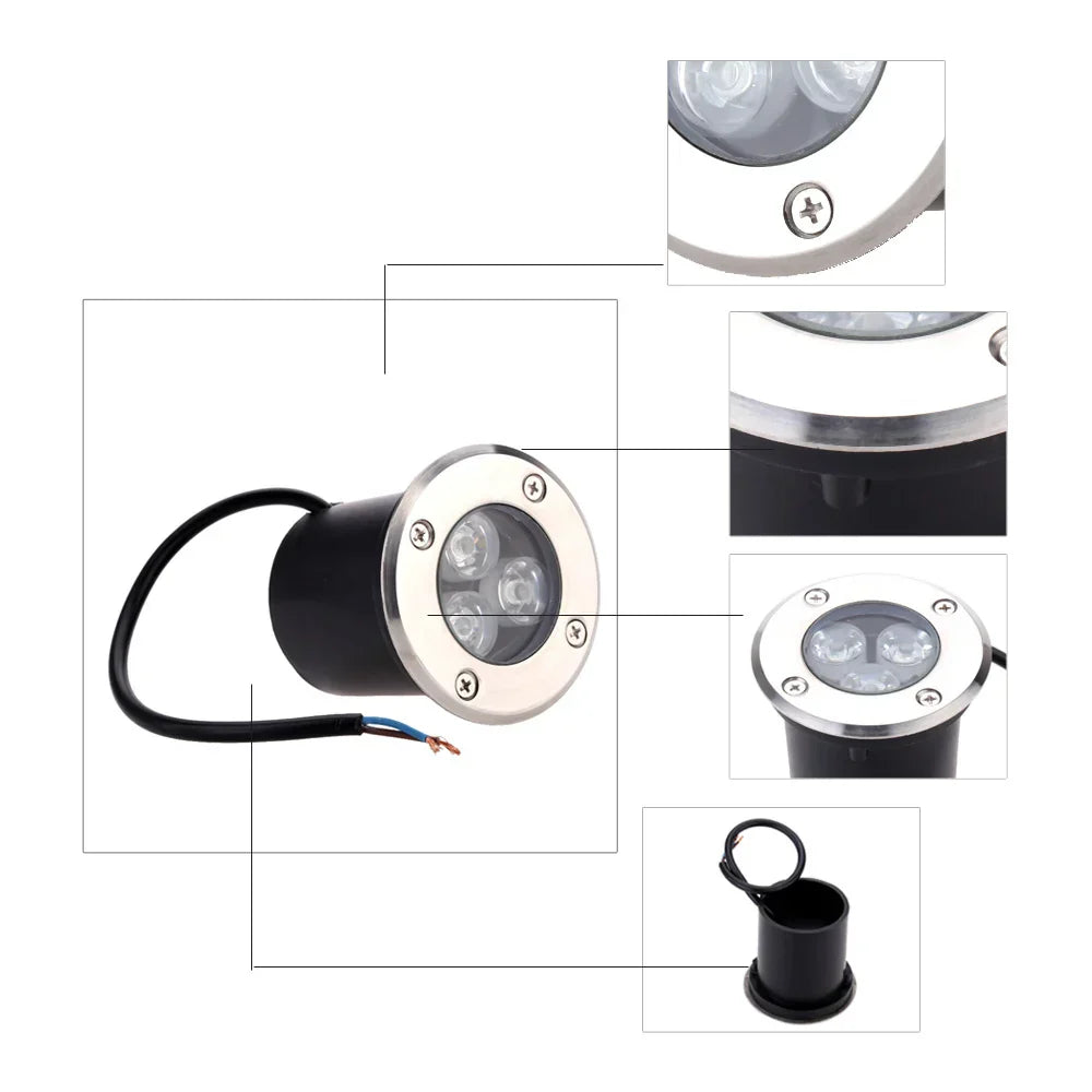 Spot LED Exterior 3W RGB Pardoseala Incastrabil 12V