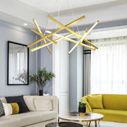 Lustra LED Suspendata LINNES Gold Telecomanda Echivalent 500W