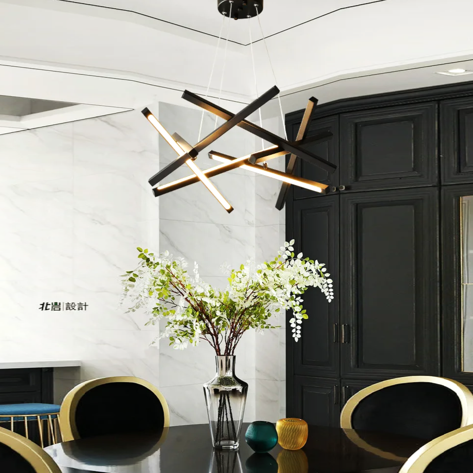 Lustra LED Suspendata LINNES Black Telecomanda Echivalent 500W