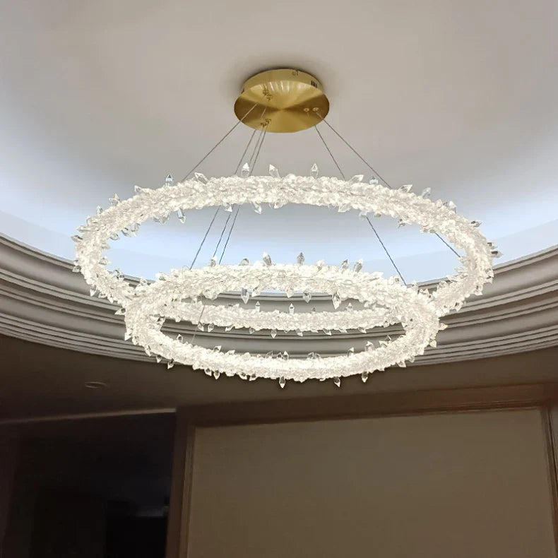 Lustra LED Suspendata Cristal LUXURY FROZEN 2 Segmente