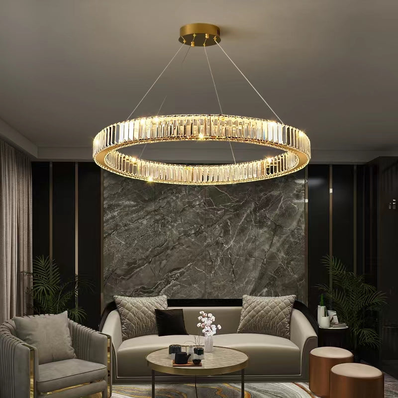 Lustra LED Cristal REGAL GOLD 1 Segment 60cm Echivalent 300W Telecomanda