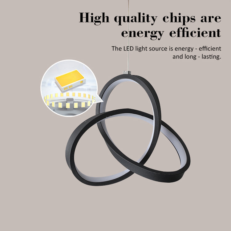 Lustra LED Suspendata TwoRings Black Echivalent 200W