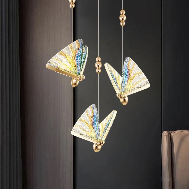 Lustra LED Luxury 3 Golden Butterflies