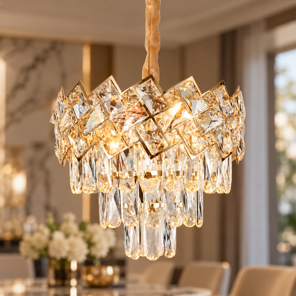 Candelabru Cristal MALLI Gold ⌀30cm