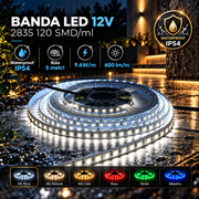 Banda LED 12V - 2835 120 SMD/ml Waterproof - rola 5 metri