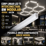 Corp LED Liniar T5 8W Modular Interconectabil 4000K IP20 44CM