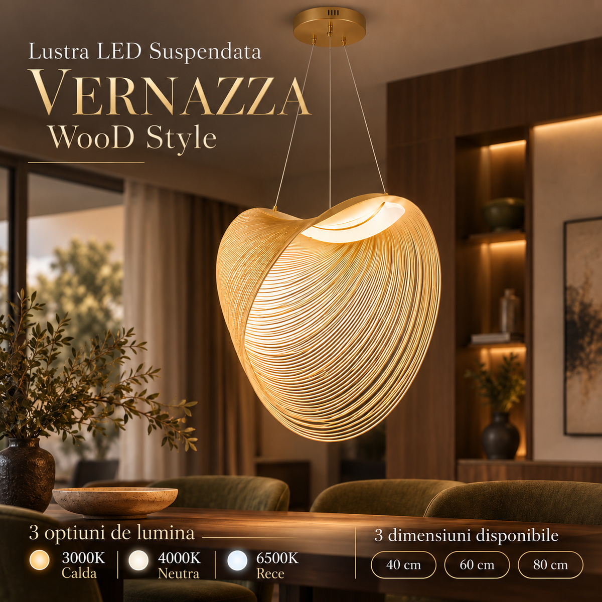Lustra LED Suspendata VERNAZZA WooD Style